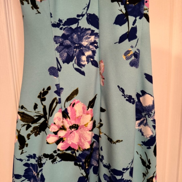 Turquoise Crossover Slit Back Sleeveless Midi Dress - Picture 4 of 7